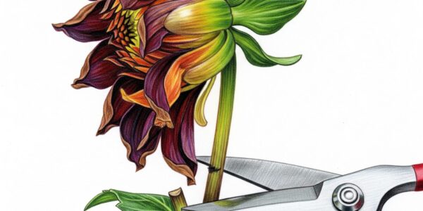 Deadheading a dahlia